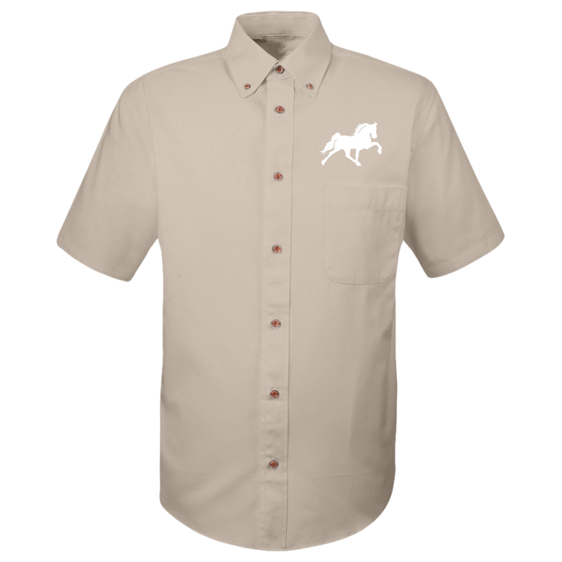 TENNESSEE WALKING HORSE DESIGN 3 JMD (WHITE) M500S Harriton Mens Easy Blend Short Sleeve Twill Shirt