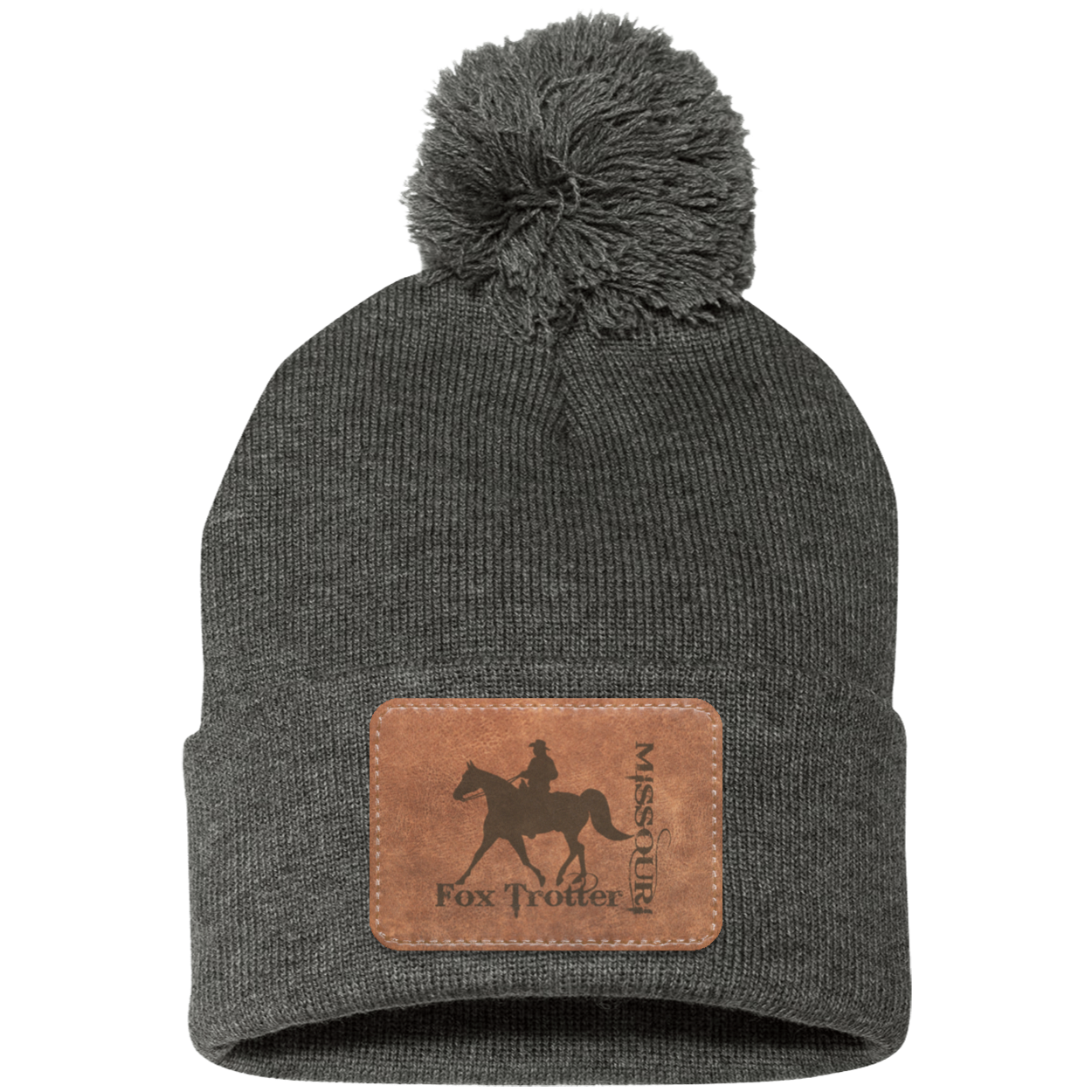 MISSOURI FOX TROTTER ON LEATHER SP15 Pom Pom Knit Cap - Patch