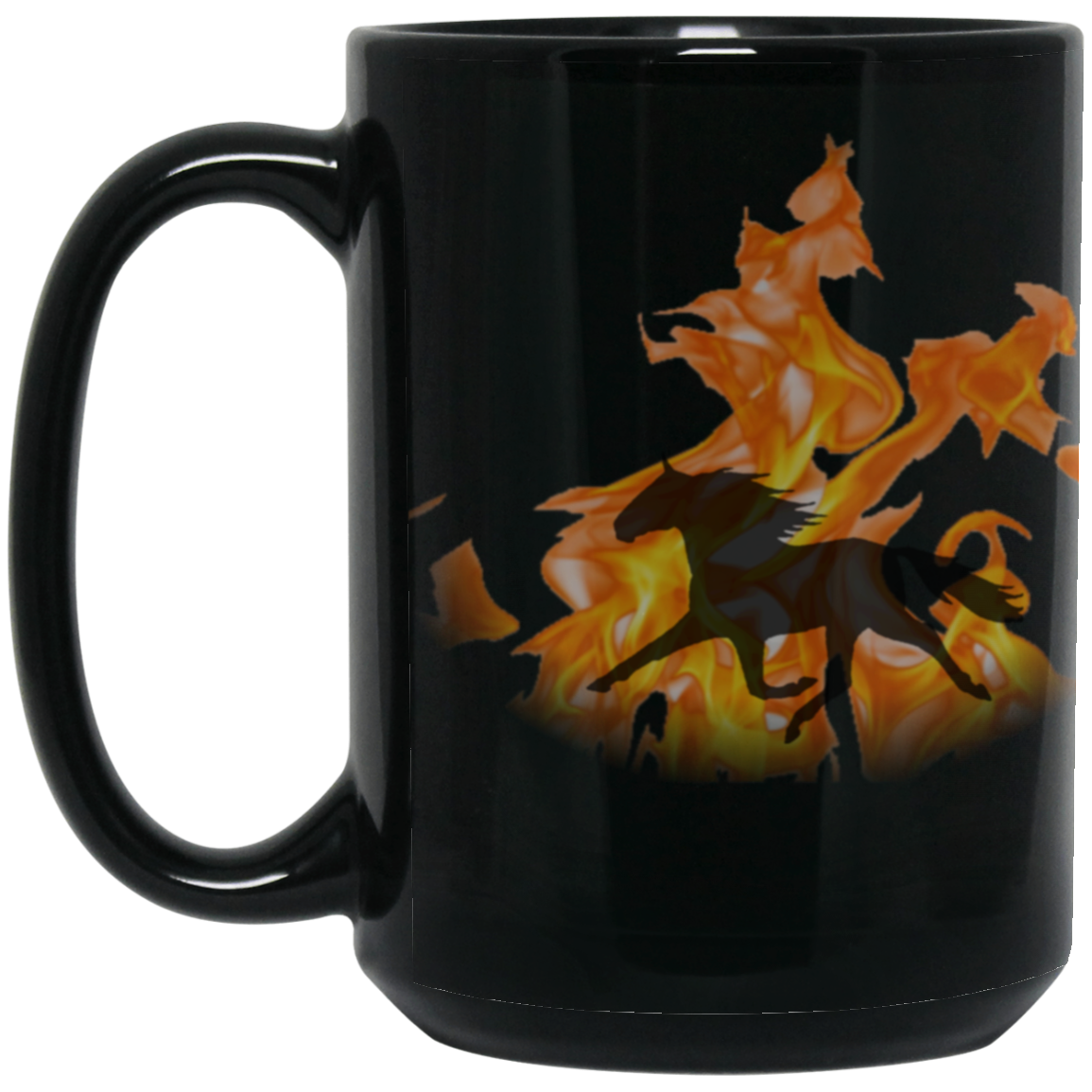 SPEED HORSE IN FLAMES BM15OZ 15oz Black Mug