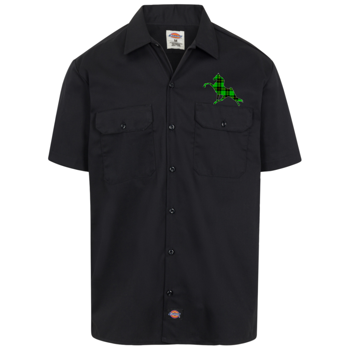 TWHGREENPLAIDFINAL 1574 Dickies Men's Short Sleeve Workshirt