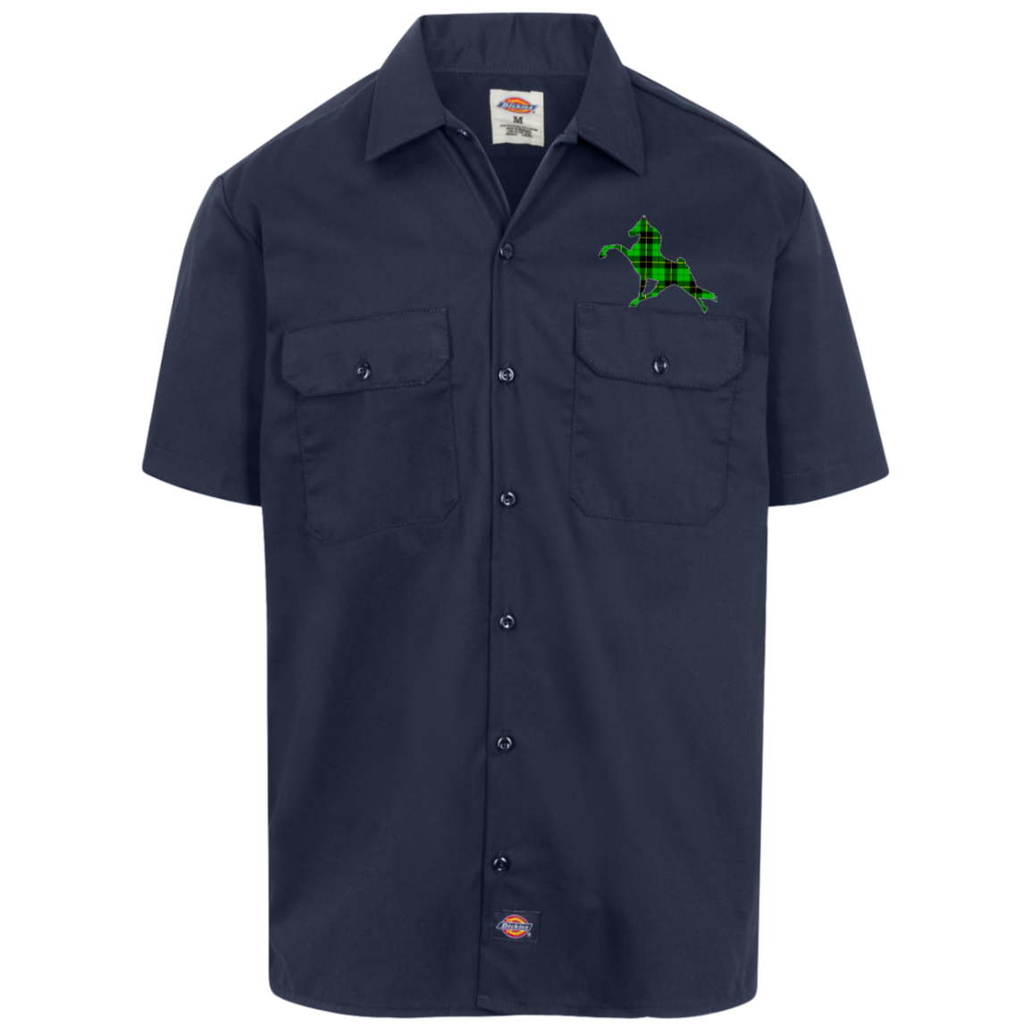 TWHGREENPLAIDFINAL 1574 Dickies Men's Short Sleeve Workshirt