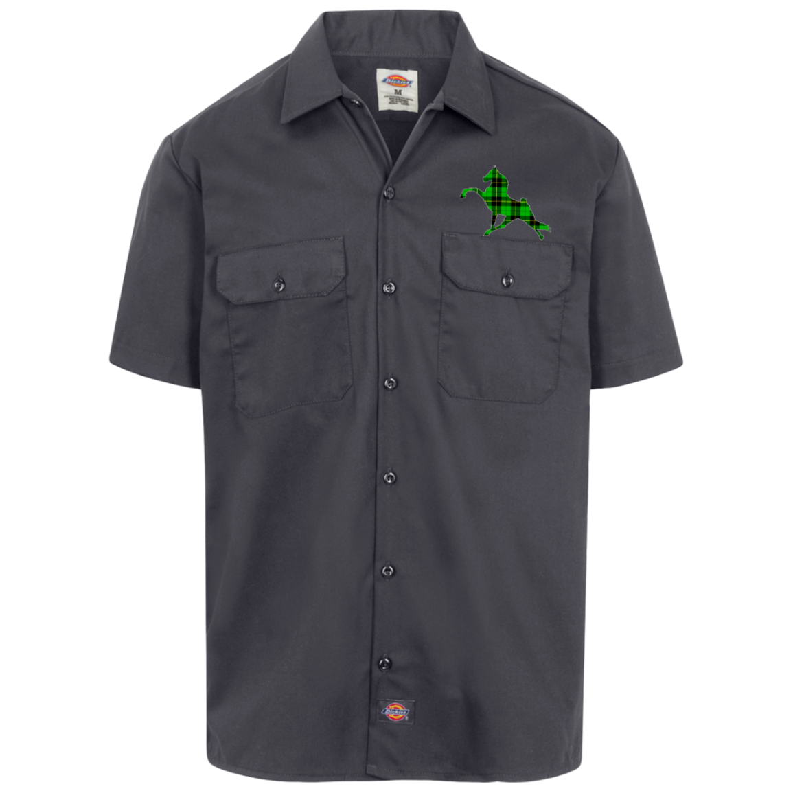 TWHGREENPLAIDFINAL 1574 Dickies Men's Short Sleeve Workshirt
