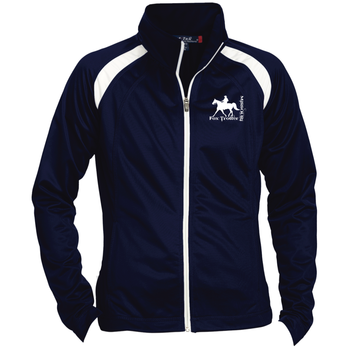 MISSOURI FOX TROTTER (white) 4HORSE LST90 Ladies' Raglan Sleeve Warmup Jacket