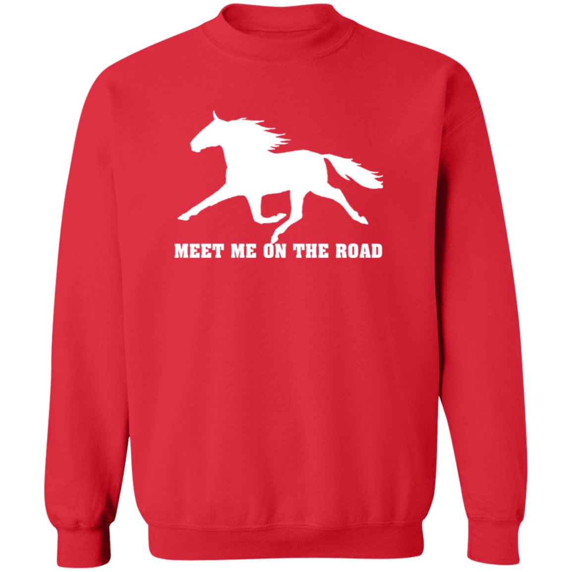 MEET ME ON THE ROAD (WHITE) G180 Gildan Crewneck Pullover Sweatshirt