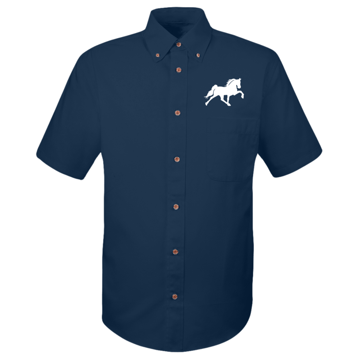TENNESSEE WALKING HORSE DESIGN 3 JMD (WHITE) M500S Harriton Mens Easy Blend Short Sleeve Twill Shirt