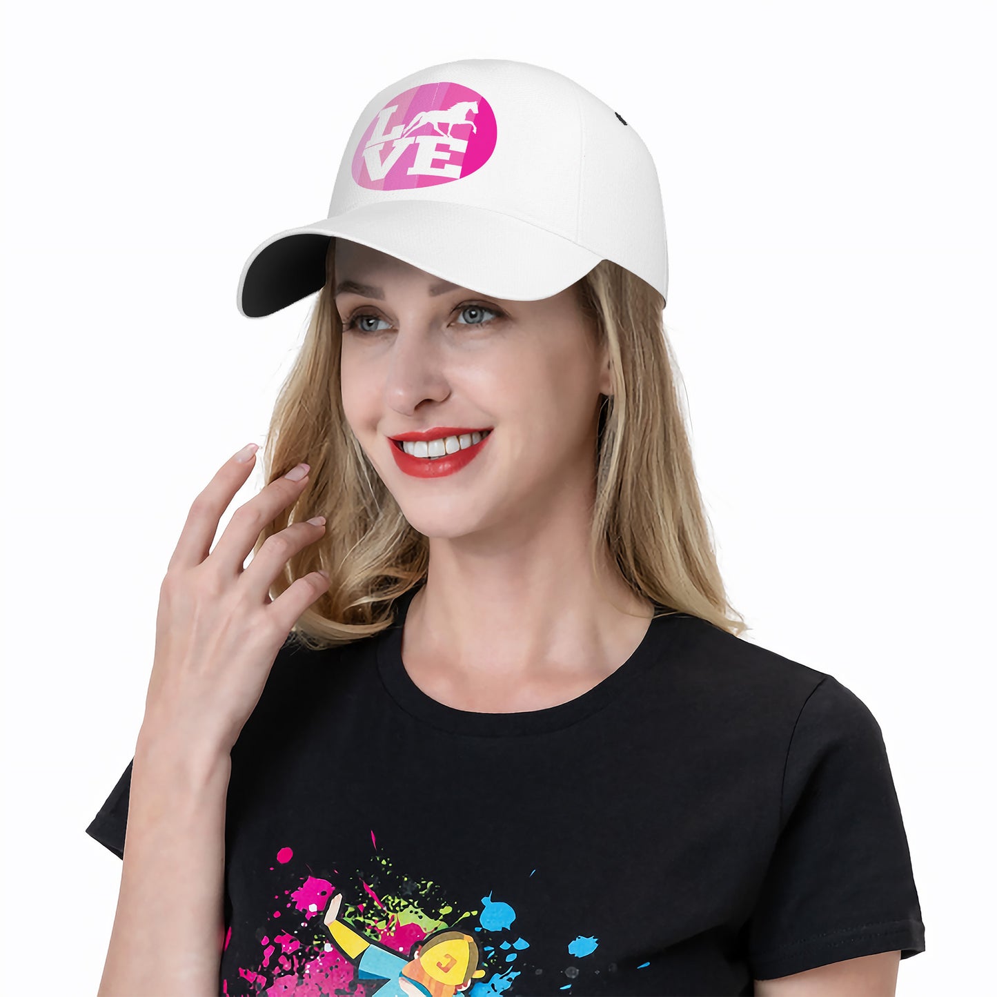 LOVE TWH PLEASURE SHADES OF PINK Curved Brim Baseball Cap (AOP)