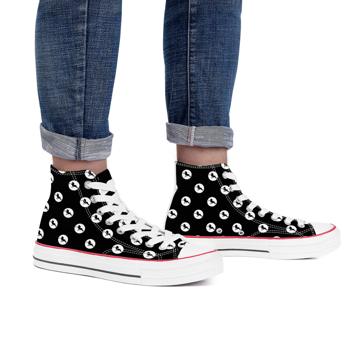 TWH POKA DOT High Top Canvas Shoes - White