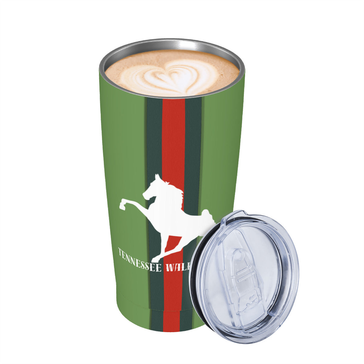 FLAT GREEN TWH GUCCI STRIPE 20oz Stainless Steel Straw Lid Cup