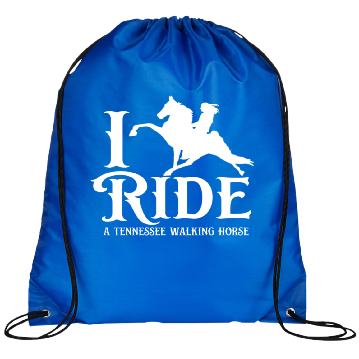 I RIDE A WALKING HORSE B (WHITE) BG100 Prime Line Drawstring Cinch Backpack