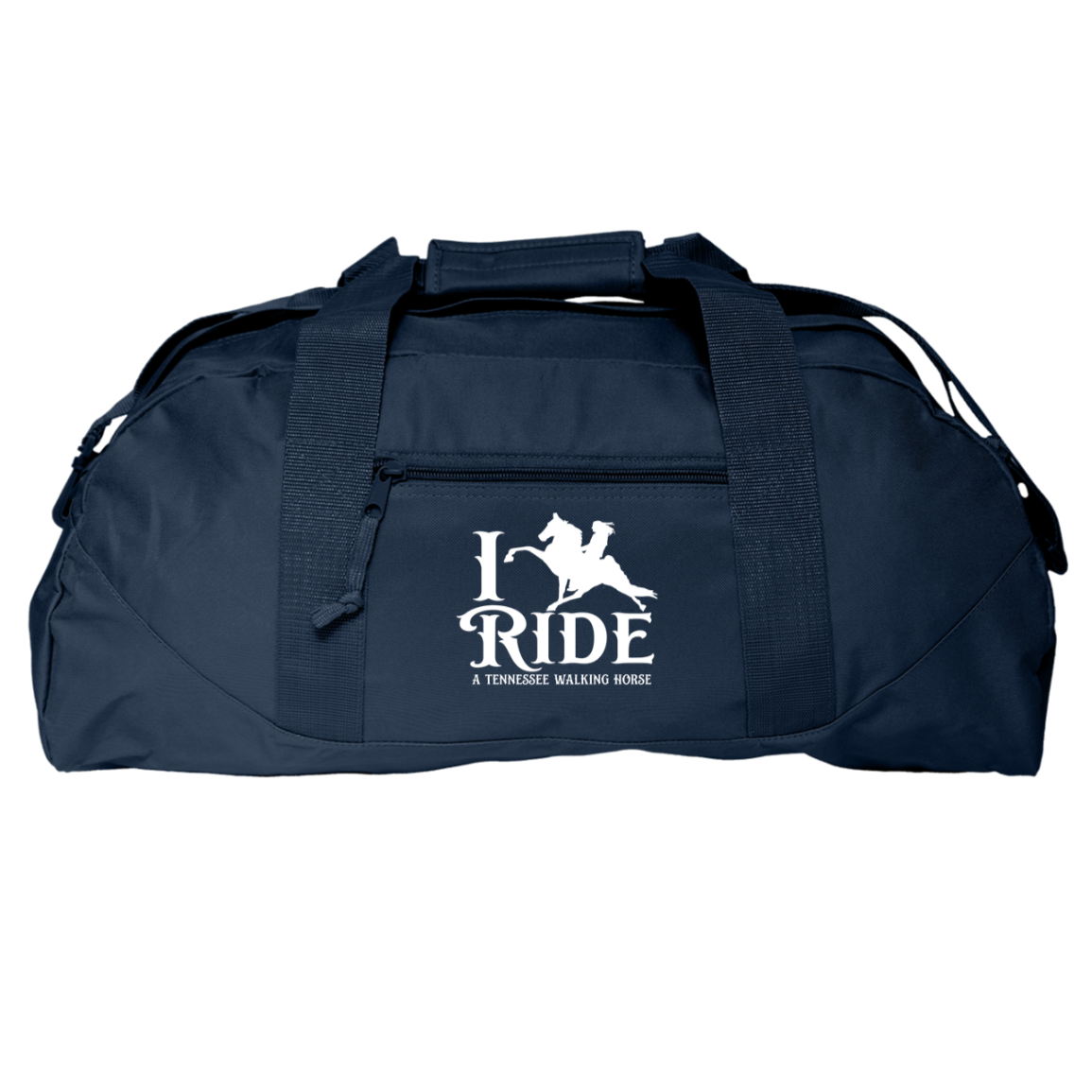 I RIDE A WALKING HORSE B (WHITE) 8806 Liberty Bags Game Day Large Square Duffel