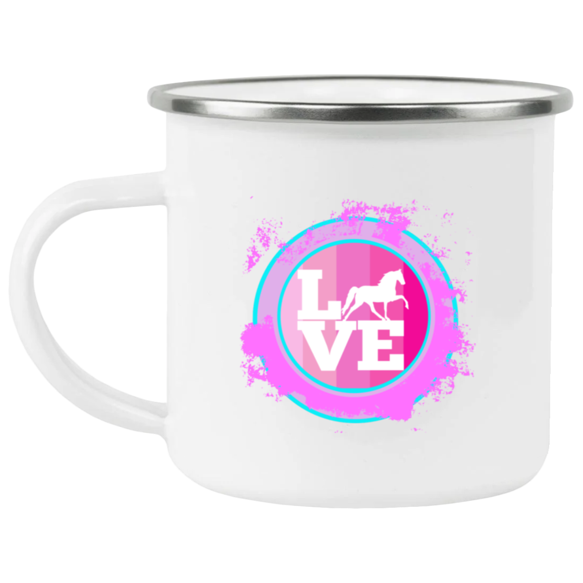 TWH PLEASURE BLEACH SPLATTER PINK TEAL 21271 Enamel Camping Mug