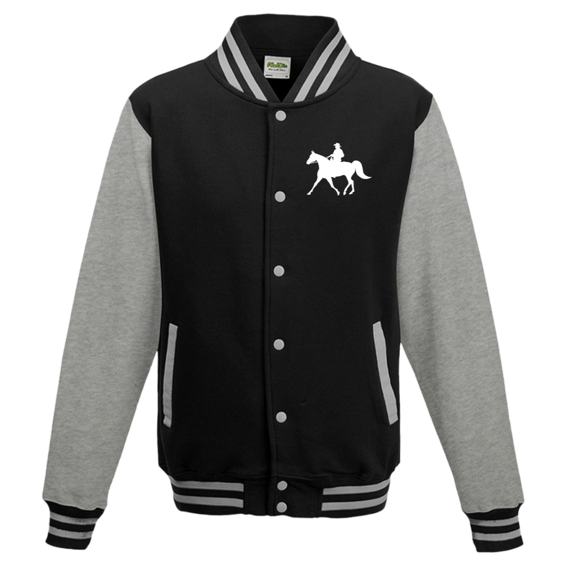 Missouri Fox Trotter WITH MALE RIDER WHITE JHA043 AWDis Mens Letterman Jacket