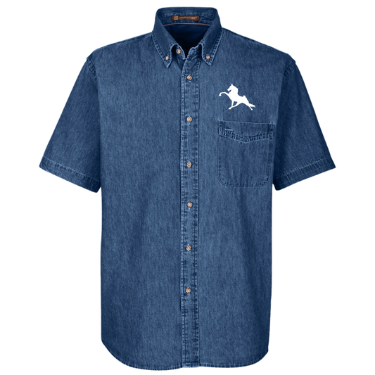 Tennessee Walking Horse Performance (WHITE) M550S Harriton Mens Short Sleeve Denim Shirt