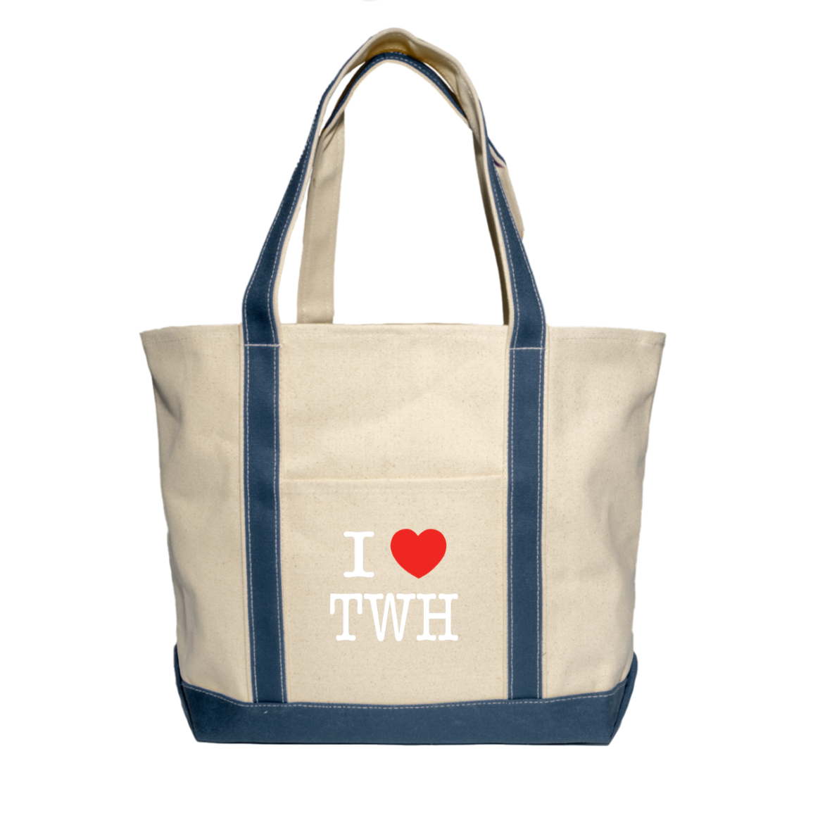 I LOVE TWH WHITE 8872 Liberty Bags XL Cotton Canvas Boat Tote