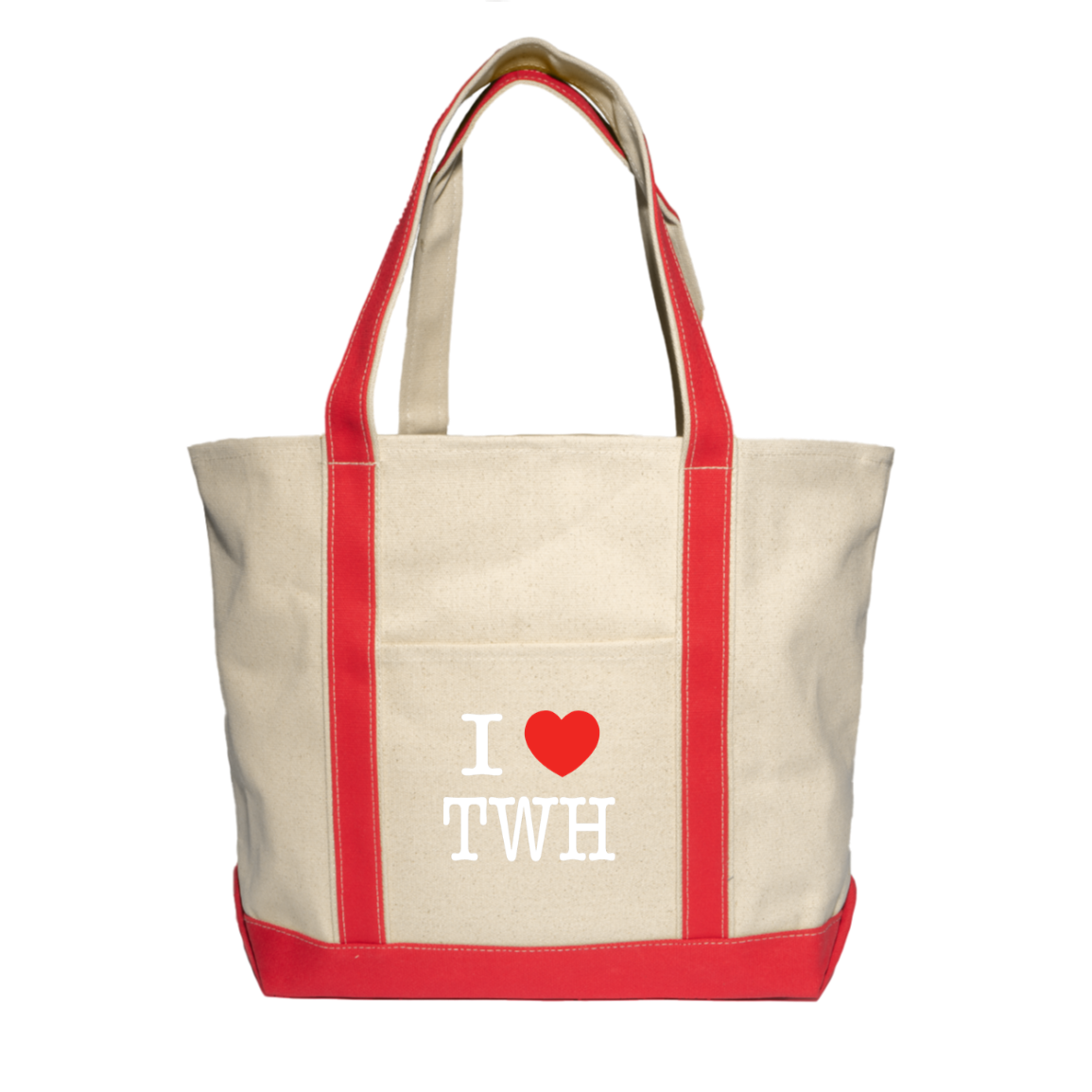 I LOVE TWH WHITE 8872 Liberty Bags XL Cotton Canvas Boat Tote