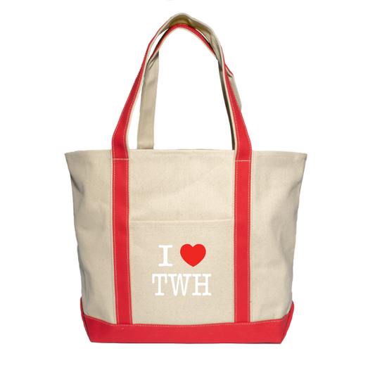 I LOVE TWH WHITE 8872 Liberty Bags XL Cotton Canvas Boat Tote