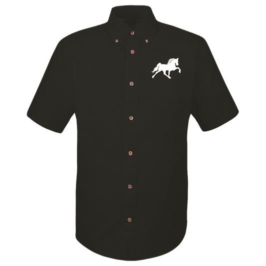 TENNESSEE WALKING HORSE DESIGN 3 JMD (WHITE) M500S Harriton Mens Easy Blend Short Sleeve Twill Shirt