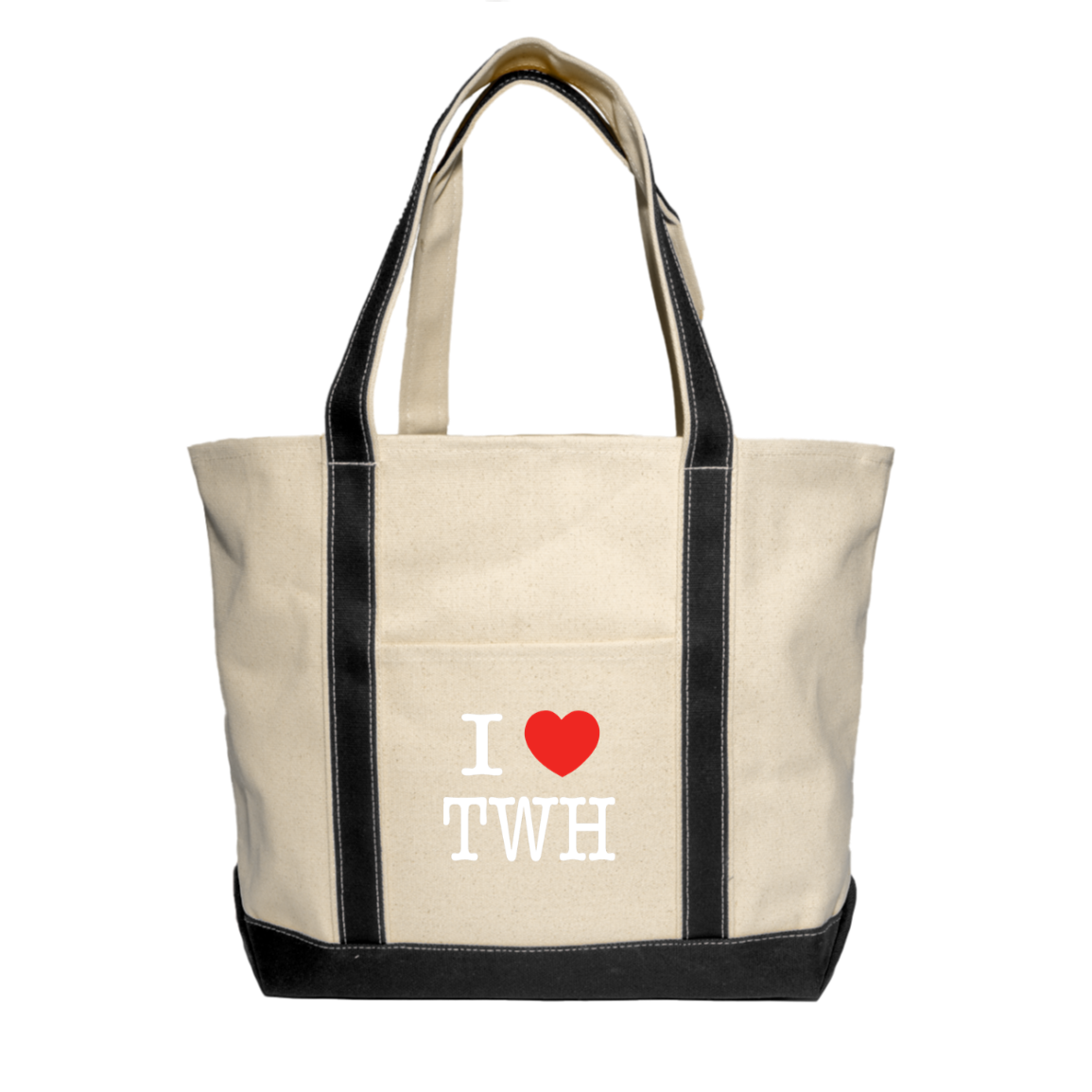 I LOVE TWH WHITE 8872 Liberty Bags XL Cotton Canvas Boat Tote