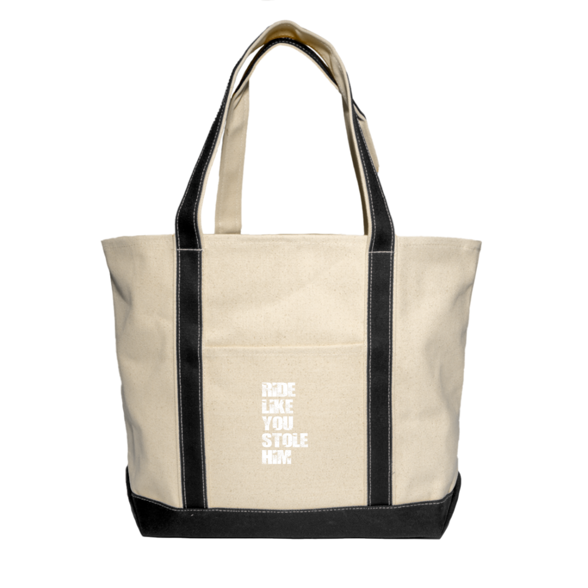 RIDE LIKE YOU STOLE HIM (WHITE) 8872 Liberty Bags XL Cotton Canvas Boat Tote