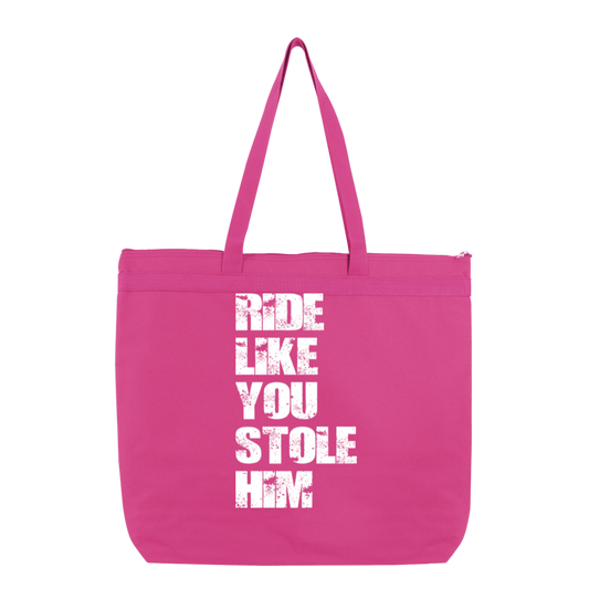 RIDE LIKE YOU STOLE HIM (WHITE) 8802 Liberty Bags Melody Large Tote