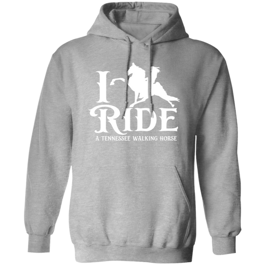 I RIDE A WALKING HORSE B (WHITE) G185 Gildan Pullover Hoodie