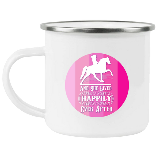 SHE LIVED HAPPILY TWH PLEASURE SHADES OF PINK 21271 Enamel Camping Mug