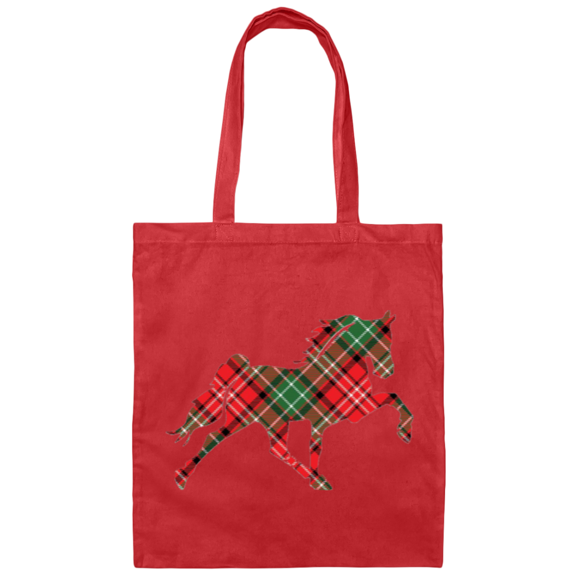 TENNESSEE WALKING HORSE DESIGN 3 JMD (RED PLAID) BE007 Canvas Tote Bag