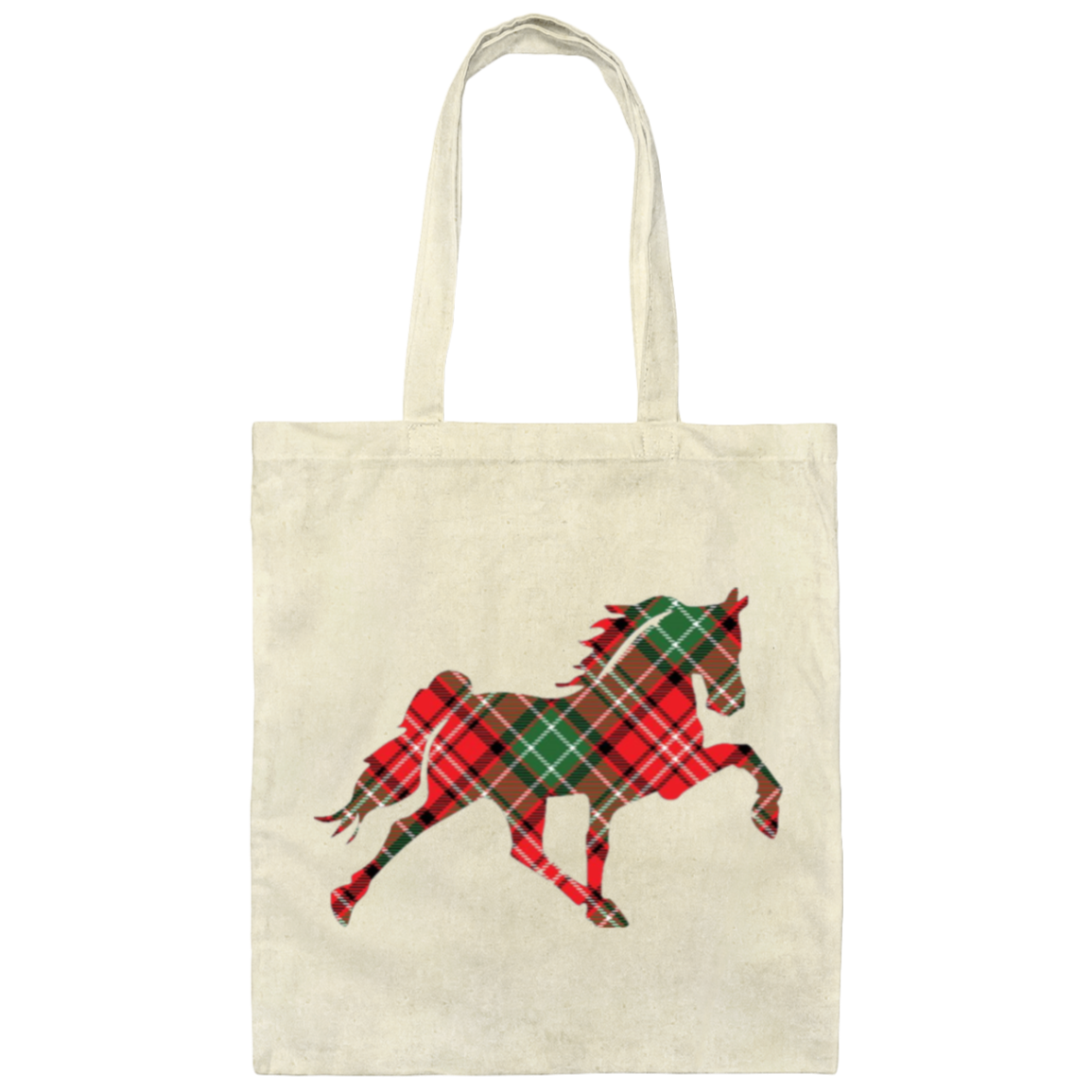 TENNESSEE WALKING HORSE DESIGN 3 JMD (RED PLAID) BE007 Canvas Tote Bag