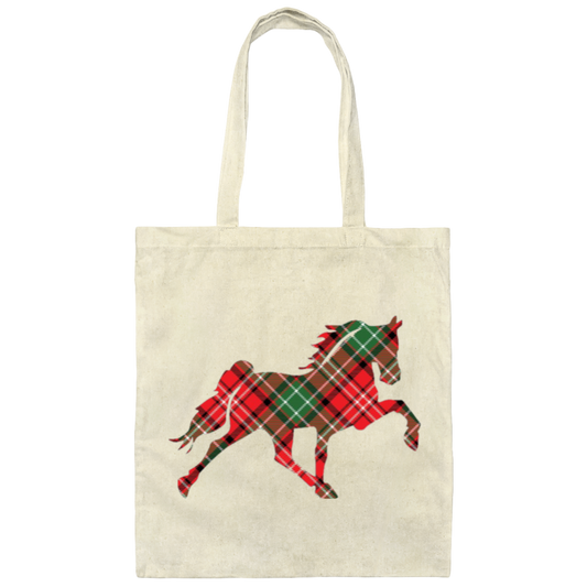 TENNESSEE WALKING HORSE DESIGN 3 JMD (RED PLAID) BE007 Canvas Tote Bag