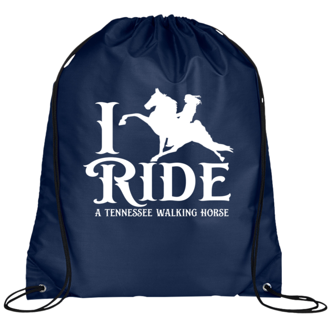 I RIDE A WALKING HORSE B (WHITE) BG100 Prime Line Drawstring Cinch Backpack