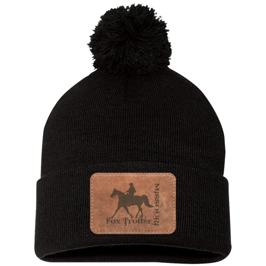 MISSOURI FOX TROTTER ON LEATHER SP15 Pom Pom Knit Cap - Patch