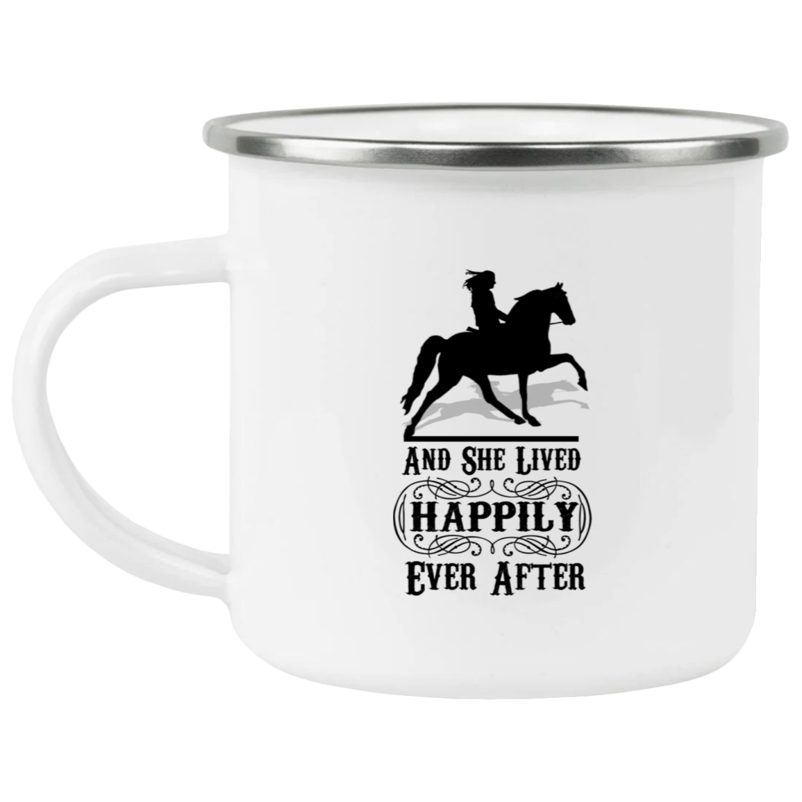 HAPPILY EVER AFTER (TWH Pleasure) Blk 21271 Enamel Camping Mug