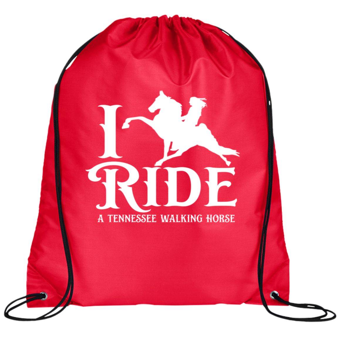 I RIDE A WALKING HORSE B (WHITE) BG100 Prime Line Drawstring Cinch Backpack