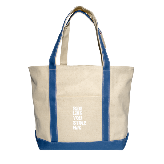 RIDE LIKE YOU STOLE HIM (WHITE) 8872 Liberty Bags XL Cotton Canvas Boat Tote