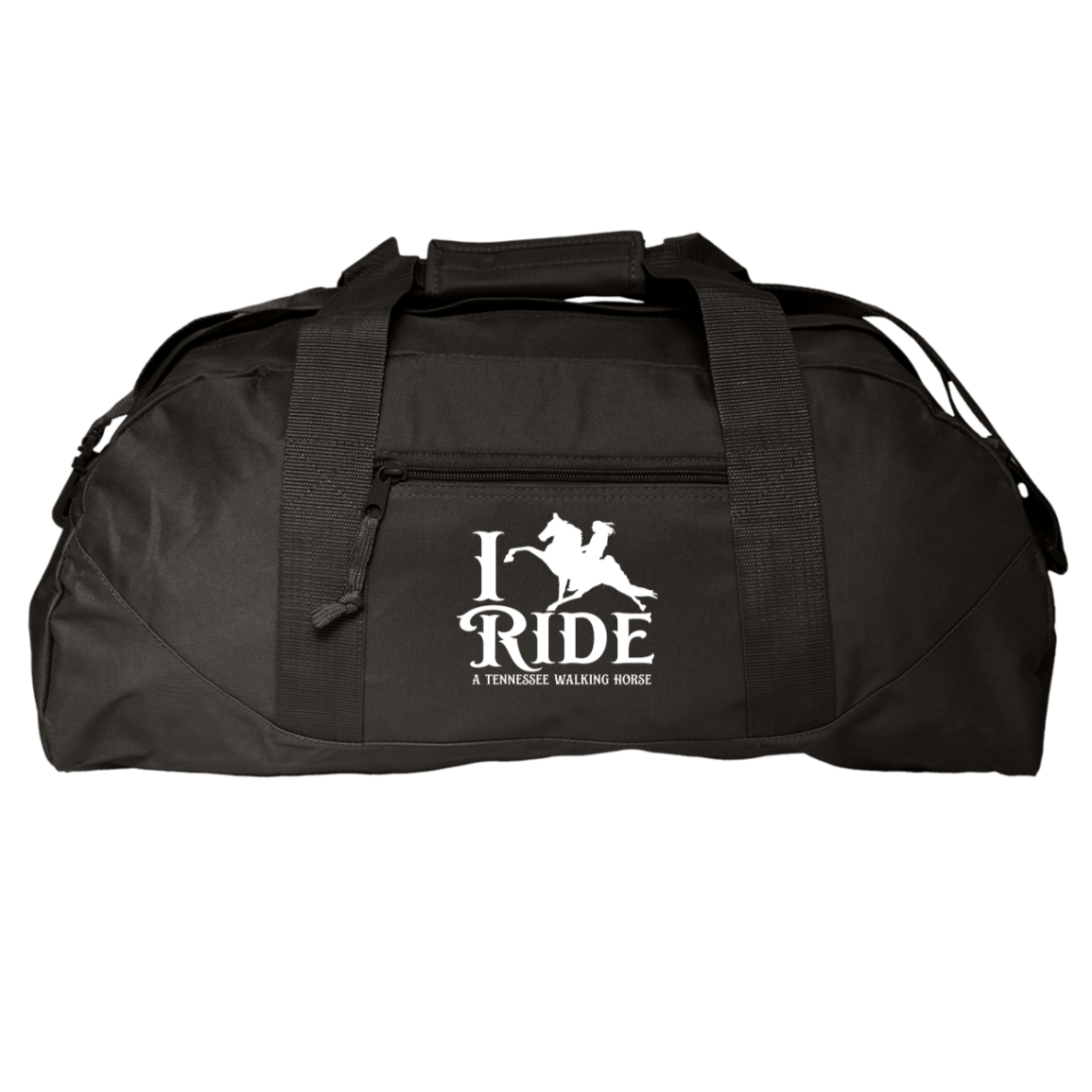 I RIDE A WALKING HORSE B (WHITE) 8806 Liberty Bags Game Day Large Square Duffel