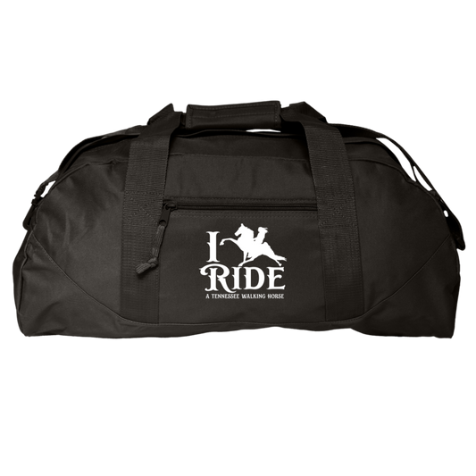 I RIDE A WALKING HORSE B (WHITE) 8806 Liberty Bags Game Day Large Square Duffel