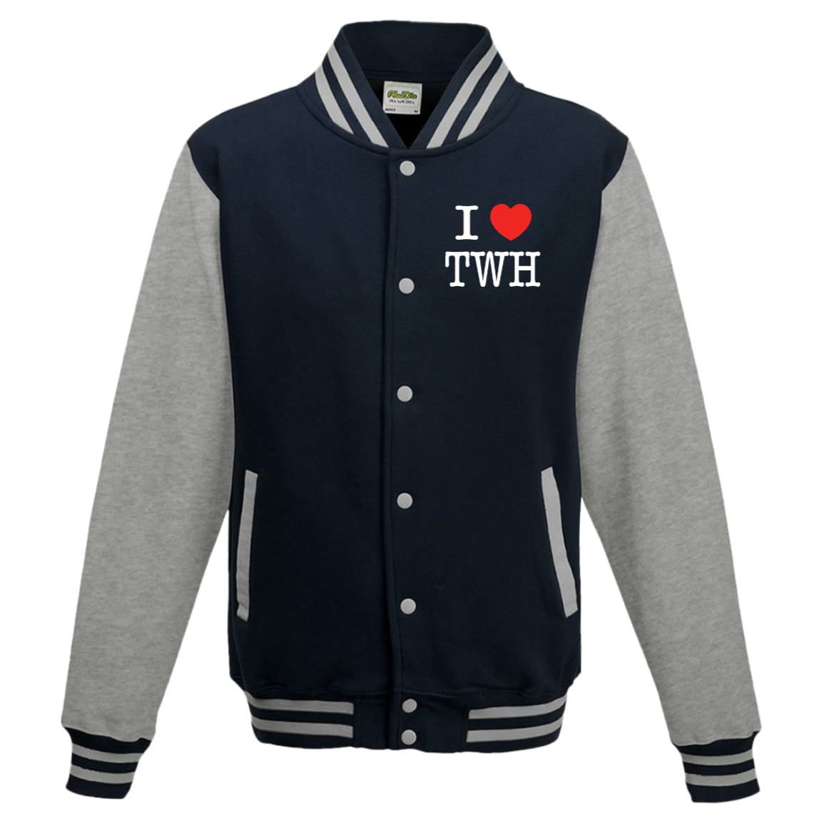 I LOVE TWH WHITE JHA043 AWDis Mens Letterman Jacket