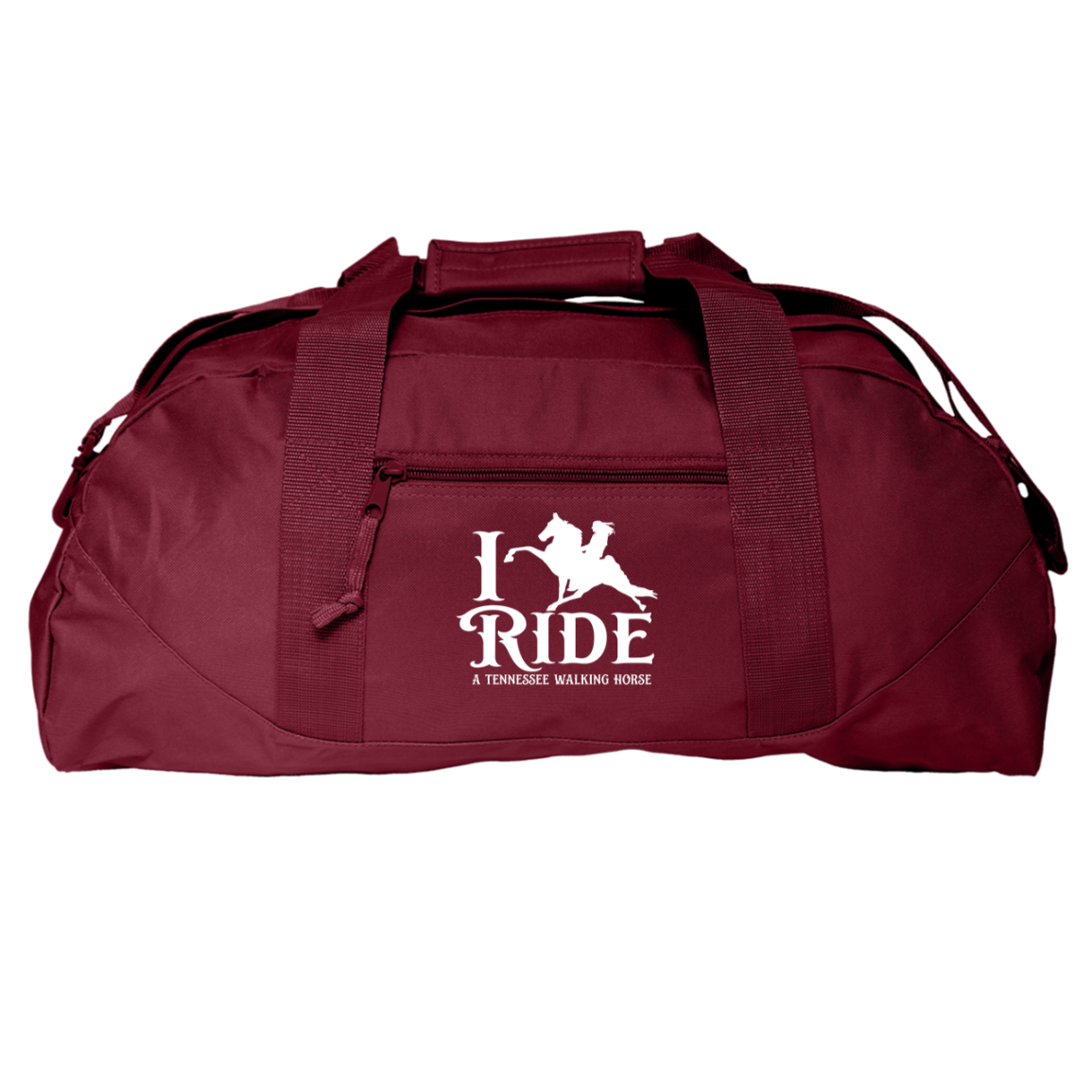 I RIDE A WALKING HORSE B (WHITE) 8806 Liberty Bags Game Day Large Square Duffel