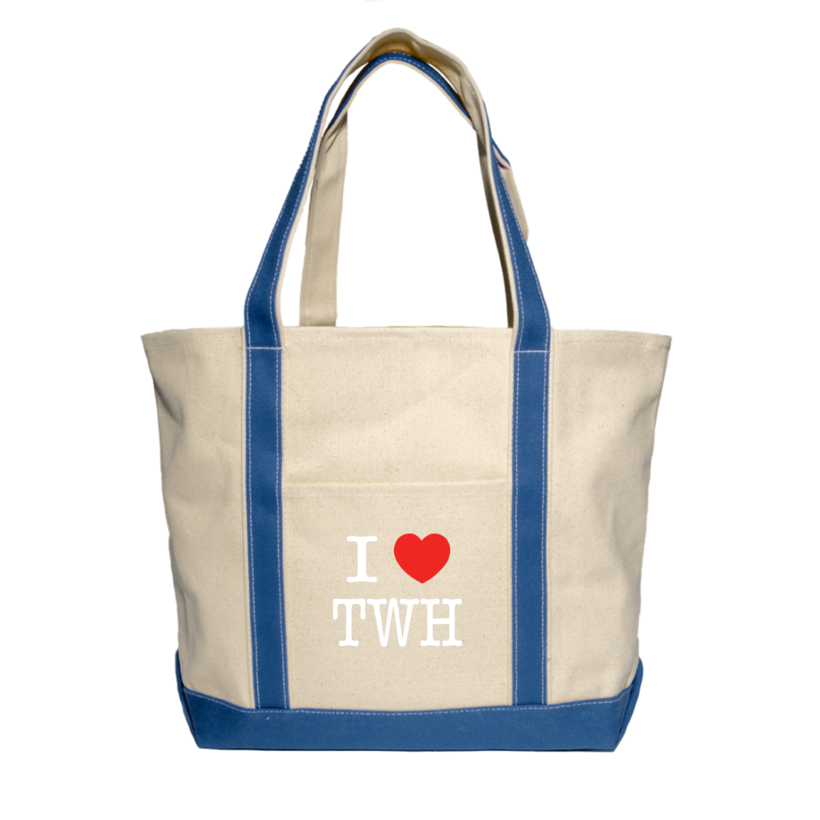 I LOVE TWH WHITE 8872 Liberty Bags XL Cotton Canvas Boat Tote