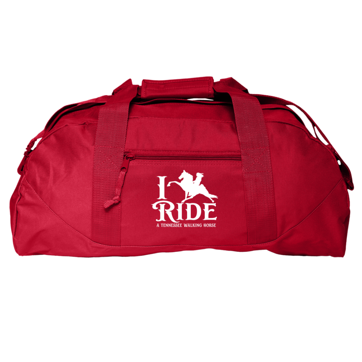 I RIDE A WALKING HORSE B (WHITE) 8806 Liberty Bags Game Day Large Square Duffel