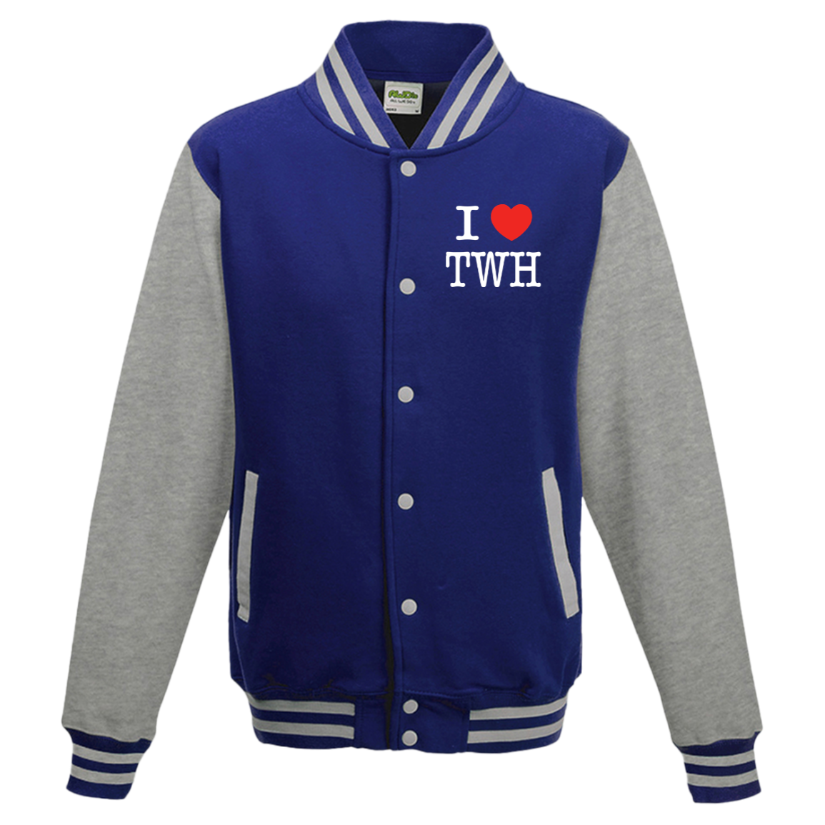 I LOVE TWH WHITE JHA043 AWDis Mens Letterman Jacket