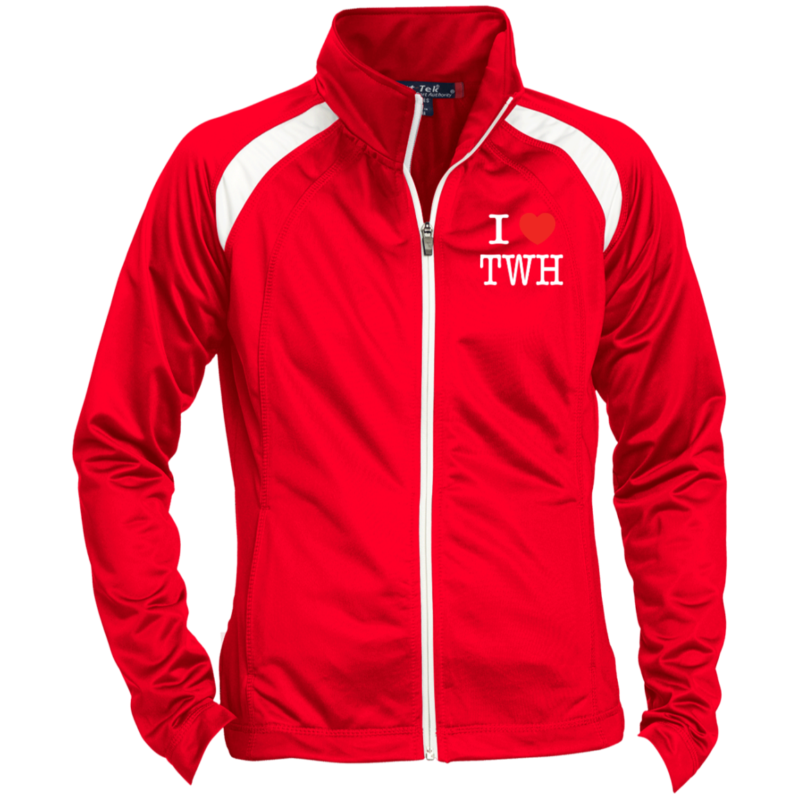 I LOVE TWH WHITE LST90 Ladies' Raglan Sleeve Warmup Jacket