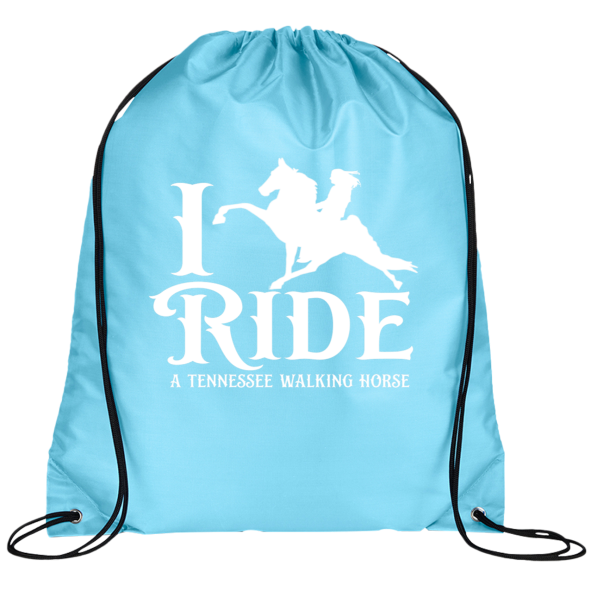 I RIDE A WALKING HORSE B (WHITE) BG100 Prime Line Drawstring Cinch Backpack