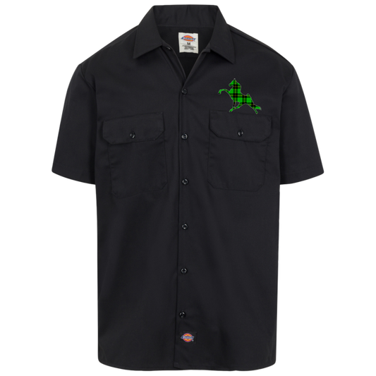 TWHGREENPLAIDFINAL 1574 Dickies Men's Short Sleeve Workshirt