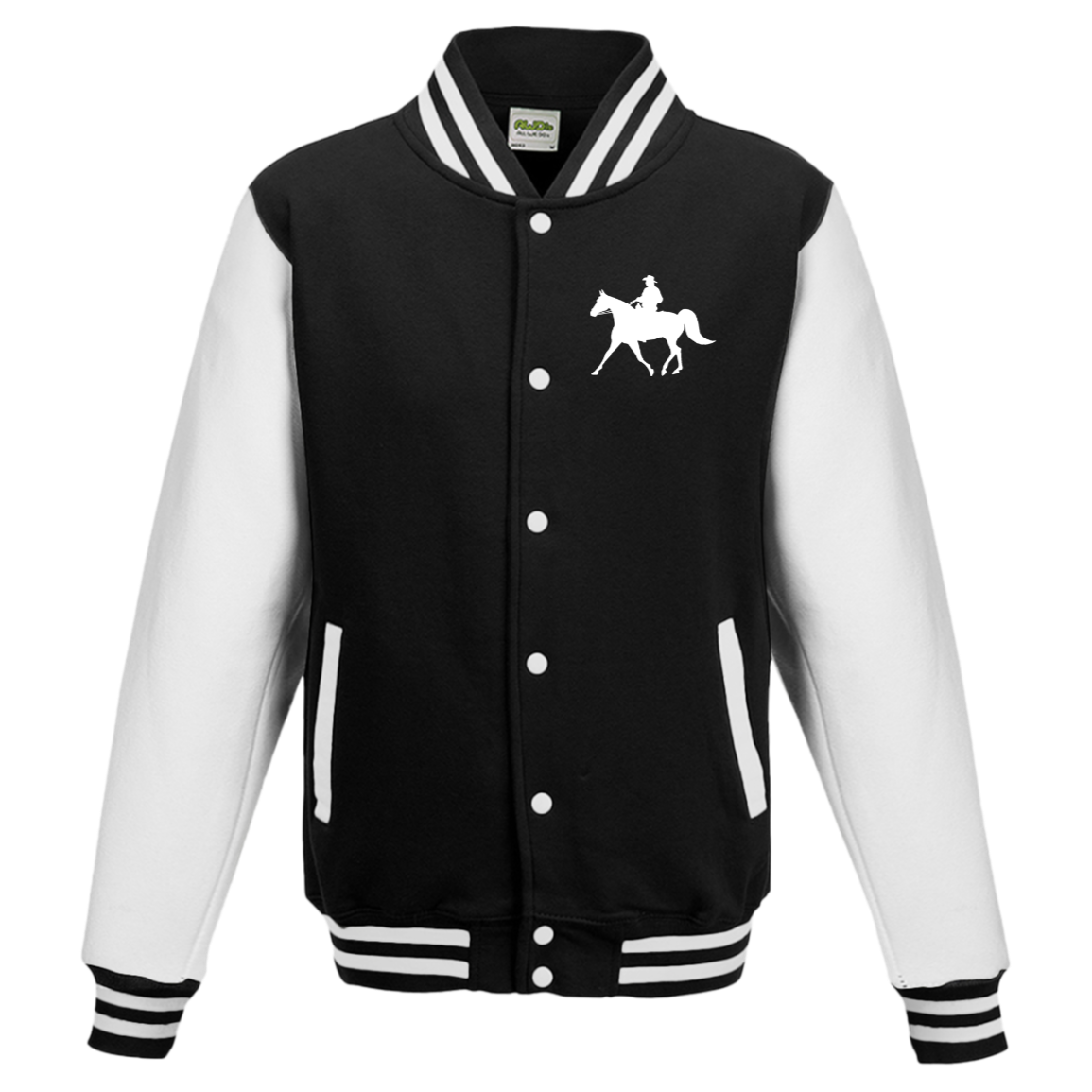 Missouri Fox Trotter WITH MALE RIDER WHITE JHA043 AWDis Mens Letterman Jacket