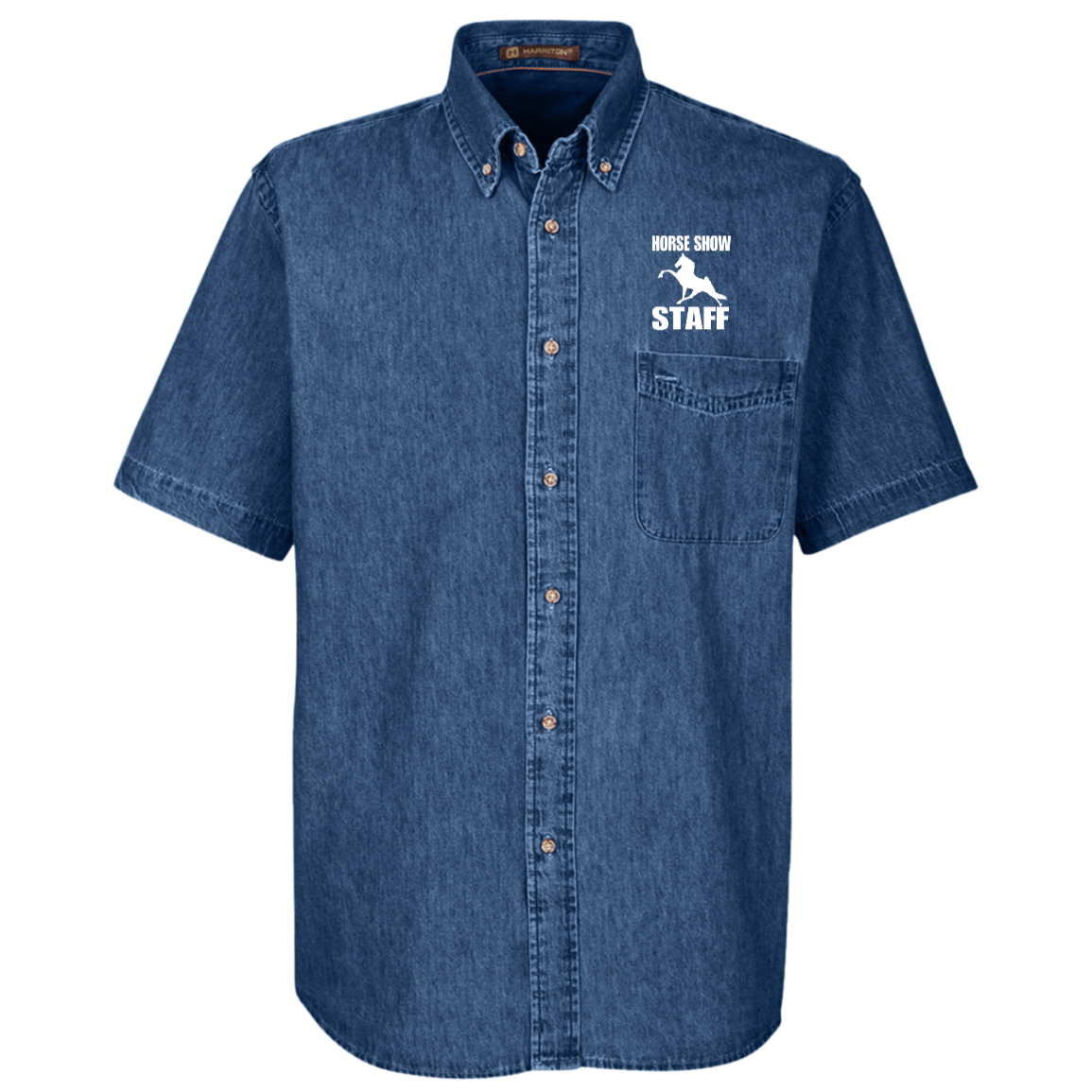 Horse Show Staff M550S Harriton Mens Short Sleeve Denim Shirt