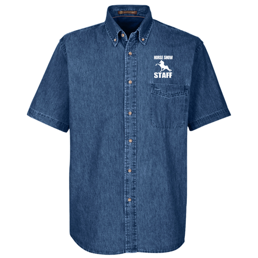 Horse Show Staff M550S Harriton Mens Short Sleeve Denim Shirt