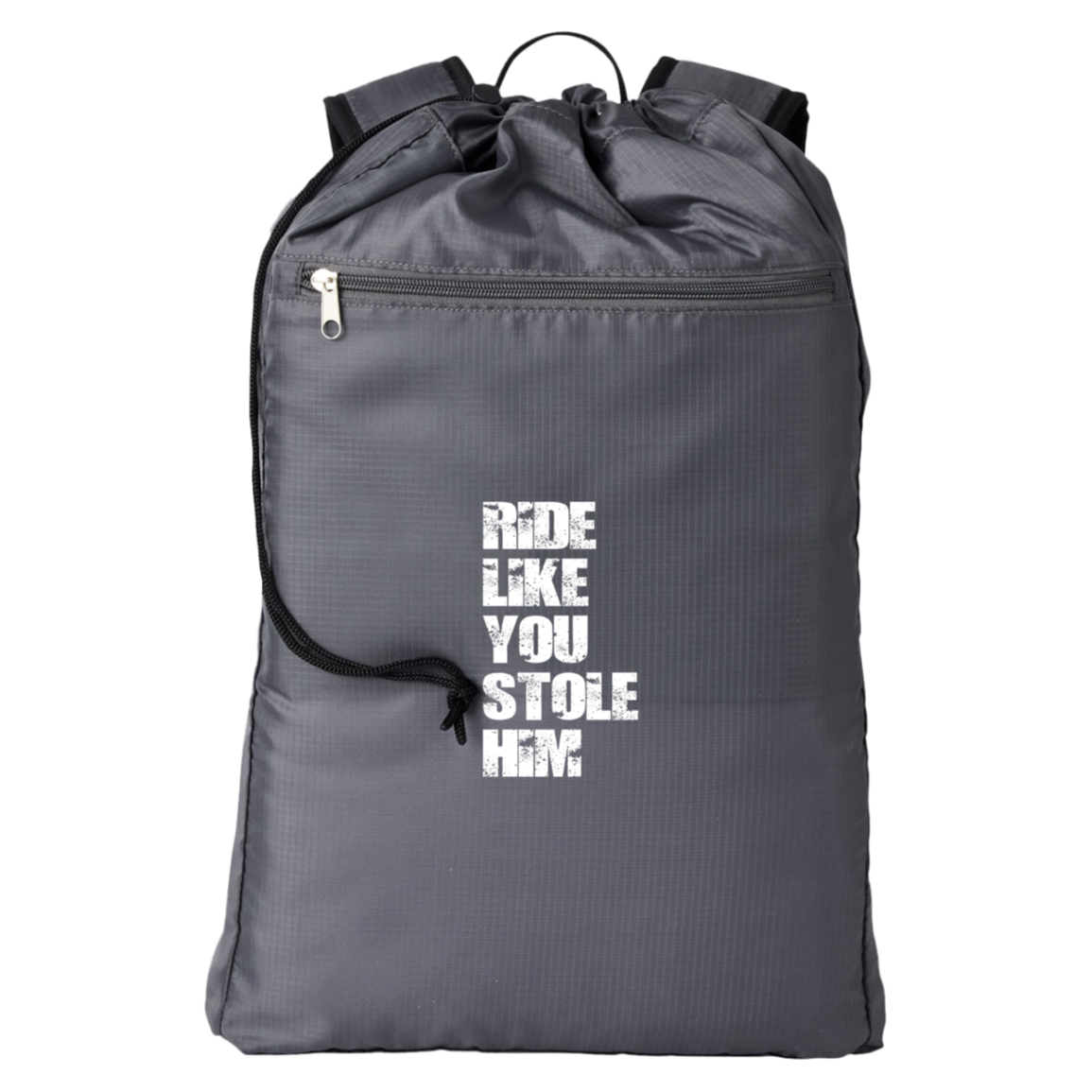 RIDE LIKE YOU STOLE HIM (WHITE) BE278 BAGedge Getaway Cinchback Backpack