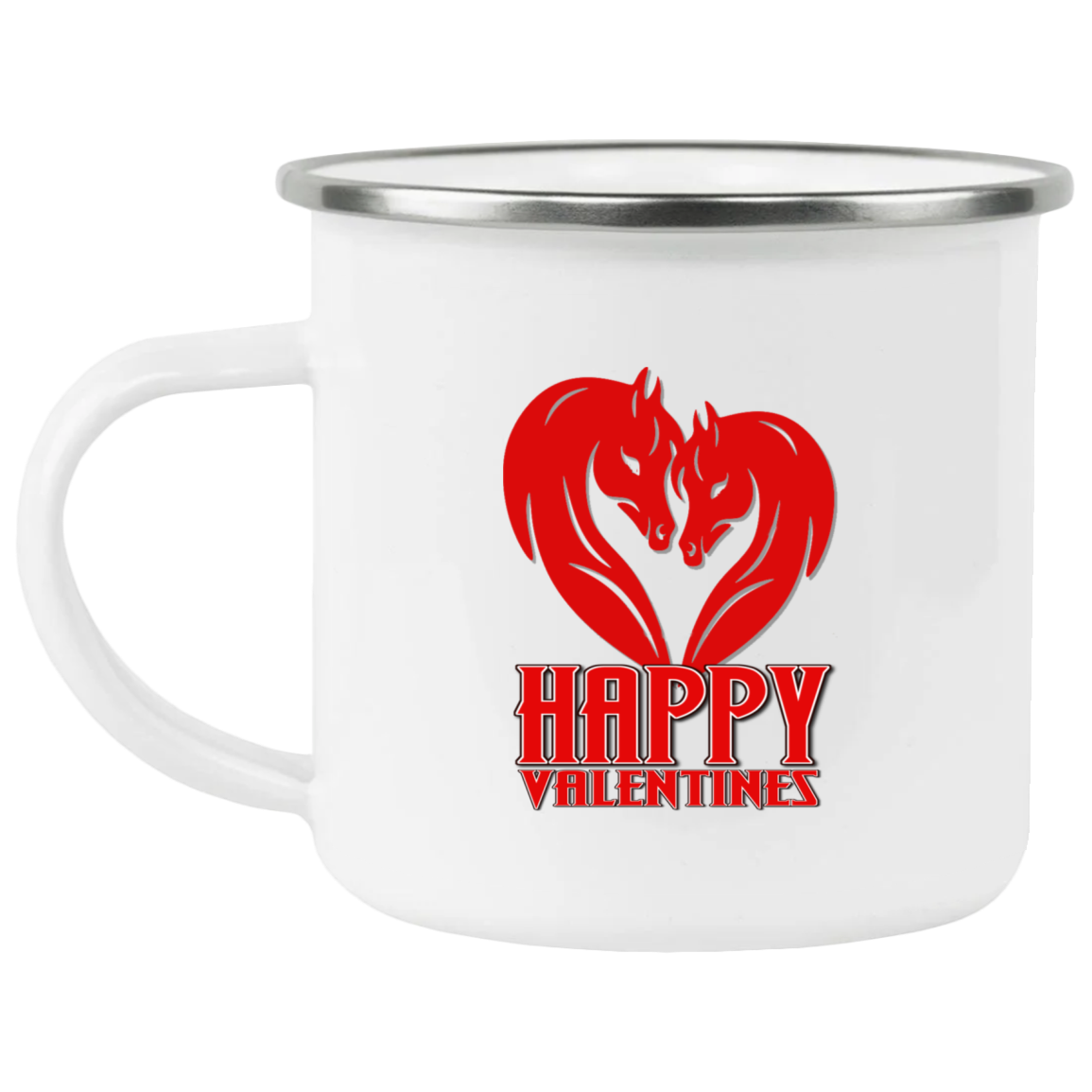 Horse Heart Happy Valentines 21271 Enamel Camping Mug