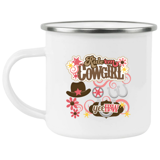 RIDEM COWGIRL 21271 Enamel Camping Mug